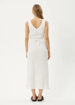 Dresses<Afends Focus  - Seersucker Maxi Dress Off White
