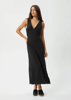 Dresses<Afends Focus  - Seersucker Maxi Dress Black