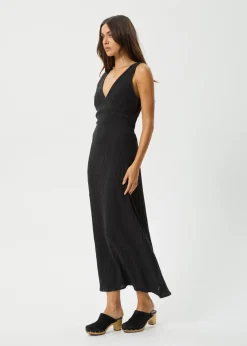 Dresses<Afends Focus  - Seersucker Maxi Dress Black