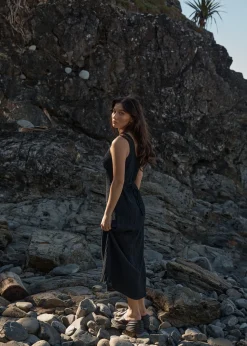 Dresses<Afends Focus  - Seersucker Maxi Dress Black