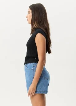 Tees & Shirts<Afends Focus  - Seersucker Mock Neck Top Black
