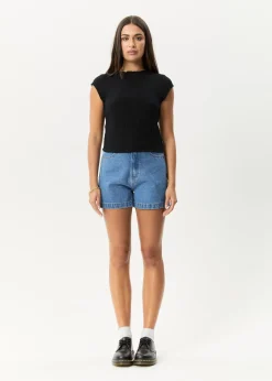 Tees & Shirts<Afends Focus  - Seersucker Mock Neck Top Black