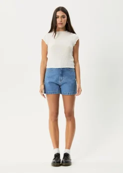 Tees & Shirts<Afends Focus  - Seersucker Mock Neck Top Off White
