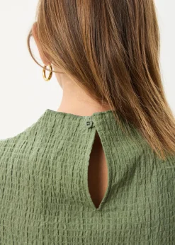 Sets & Co-Ords|Sleeveless<Afends Focus  - Seersucker Mock Neck Top Oil Green