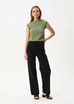 Sets & Co-Ords|Sleeveless<Afends Focus  - Seersucker Mock Neck Top Oil Green
