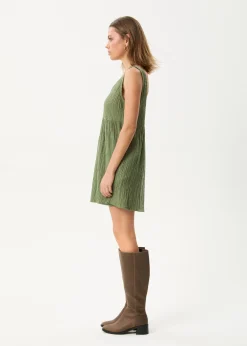 Dresses<Afends Focus Jesse  - Seersucker Mini Dress Oil Green