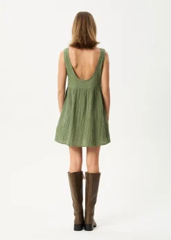 Dresses<Afends Focus Jesse  - Seersucker Mini Dress Oil Green