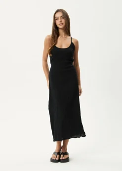 Dresses<Afends Focus Rumi  - Seersucker Midi Dress Black
