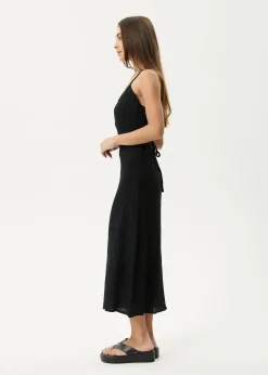 Dresses<Afends Focus Rumi  - Seersucker Midi Dress Black