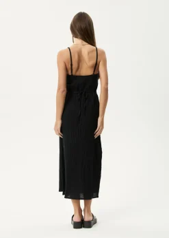 Dresses<Afends Focus Rumi  - Seersucker Midi Dress Black