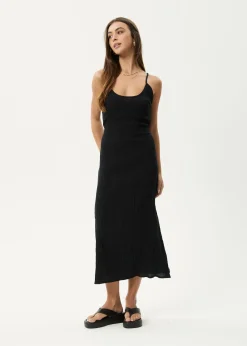 Dresses<Afends Focus Rumi  - Seersucker Midi Dress Black