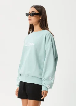 Outerwear<Afends Frolic  - Crew Neck Jumper Ether Blue