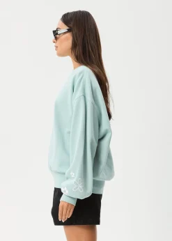 Outerwear<Afends Frolic  - Crew Neck Jumper Ether Blue