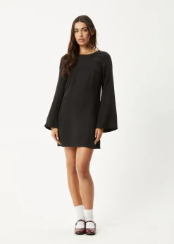 Dresses<Afends Gabriel  - Cupro Mini Dress Black