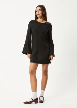 Dresses<Afends Gabriel  - Cupro Mini Dress Black