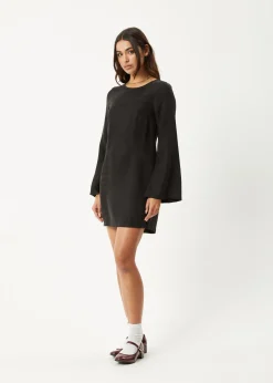 Dresses<Afends Gabriel  - Cupro Mini Dress Black
