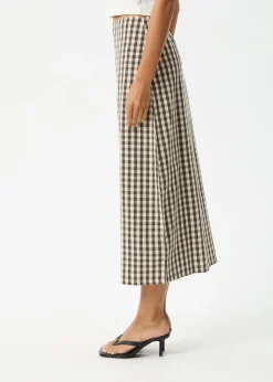 Skirts<Afends Gambet Check  - Midi Skirt Black / Sand