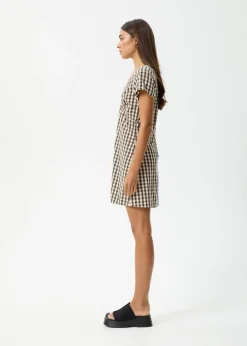 Dresses<Afends Gambet Check  - Tea Dress Black / Sand