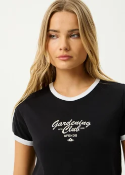 Tees & Shirts<Afends Gardening Club  - Ringer  Tee Black