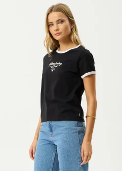 Tees & Shirts<Afends Gardening Club  - Ringer  Tee Black