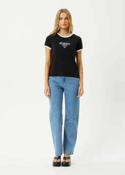 Tees & Shirts<Afends Gardening Club  - Ringer  Tee Black