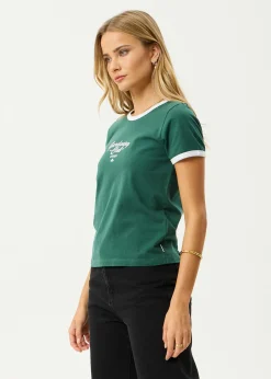 Tees & Shirts<Afends Gardening Club  - Ringer  Tee Hunter Green