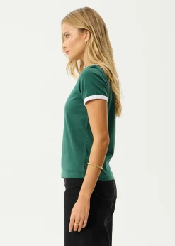 Tees & Shirts<Afends Gardening Club  - Ringer  Tee Hunter Green