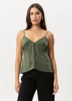 Sleeveless<Afends Gemma  - Cupro Cami Top Deep Green