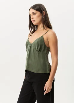 Sleeveless<Afends Gemma  - Cupro Cami Top Deep Green