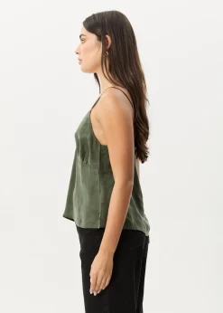 Sleeveless<Afends Gemma  - Cupro Cami Top Deep Green