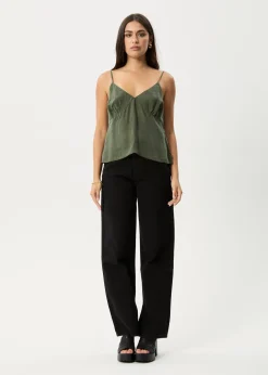 Sleeveless<Afends Gemma  - Cupro Cami Top Deep Green