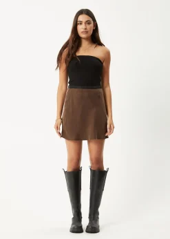 Sets & Co-Ords|Skirts<Afends Gemma  - Cupro Mini Skirt Coffee