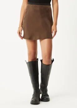 Sets & Co-Ords|Skirts<Afends Gemma  - Cupro Mini Skirt Coffee