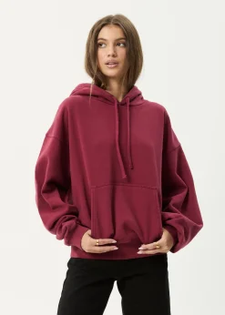 Sweaters & Hoodies|Outerwear<Afends Genesis  - Boxy Hoodie Washed Burgundy
