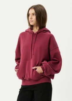 Sweaters & Hoodies|Outerwear<Afends Genesis  - Boxy Hoodie Washed Burgundy