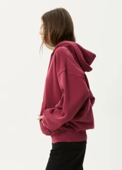 Sweaters & Hoodies|Outerwear<Afends Genesis  - Boxy Hoodie Washed Burgundy