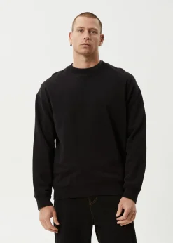 Sweaters & Hoodies|Long Sleeve<Afends Genesis  - Crew Neck Jumper Black