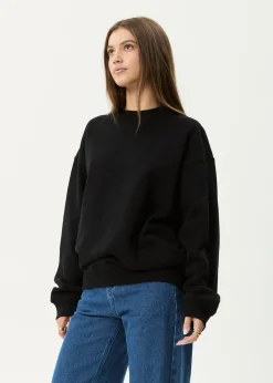 Sweaters & Hoodies|Long Sleeve<Afends Genesis  - Crew Neck Jumper Black