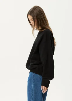 Sweaters & Hoodies|Long Sleeve<Afends Genesis  - Crew Neck Jumper Black