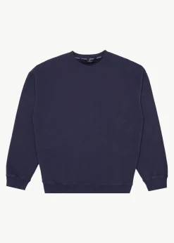 Sweaters & Hoodies|Long Sleeve<Afends Genesis  - Crew Neck Jumper Washed Deep Sea