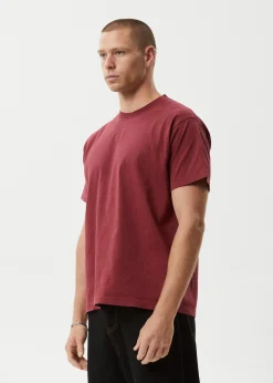 T-Shirts|Tees & Shirts<Afends Genesis  - Heavyweight Boxy Tee Washed Burgundy