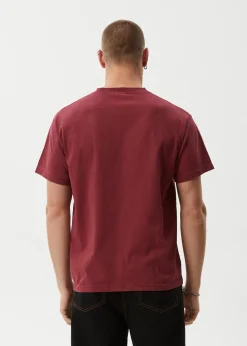 T-Shirts|Tees & Shirts<Afends Genesis  - Heavyweight Boxy Tee Washed Burgundy
