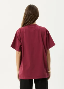 T-Shirts|Tees & Shirts<Afends Genesis  - Heavyweight Boxy Tee Washed Burgundy