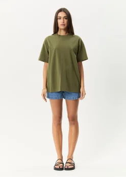 T-Shirts|Tees & Shirts<Afends Genesis  - Heavyweight Boxy Tee Military