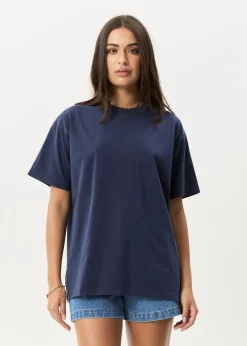 T-Shirts|Tees & Shirts<Afends Genesis  - Heavyweight Boxy Tee Washed Deep Sea