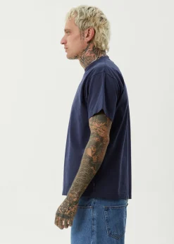 T-Shirts|Tees & Shirts<Afends Genesis - Heavyweight Boxy Tee Washed Deep Sea