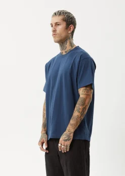 T-Shirts<Afends Genesis  - Heavyweight Boxy Tee Navy