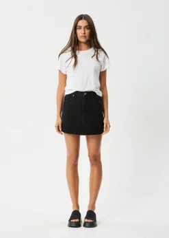 Skirts|Essentials<Afends Georgia  - Denim Skirt Washed Black