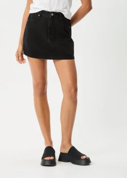 Skirts|Essentials<Afends Georgia  - Denim Skirt Washed Black