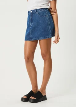 Skirts|Essentials<Afends Georgia  - Denim Skirt Authentic Blue